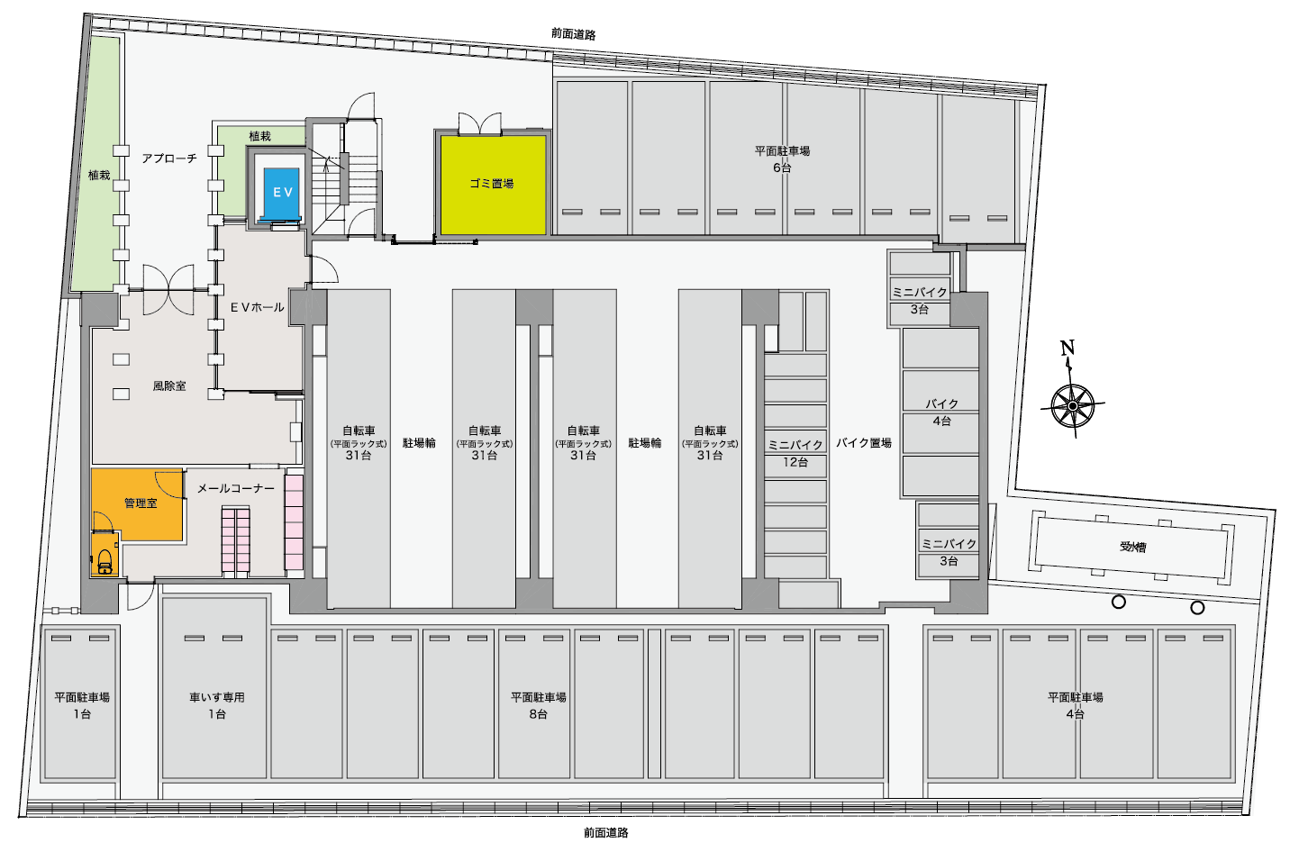 【S-RESIDENCE 中央町alectra】平面図（1階）