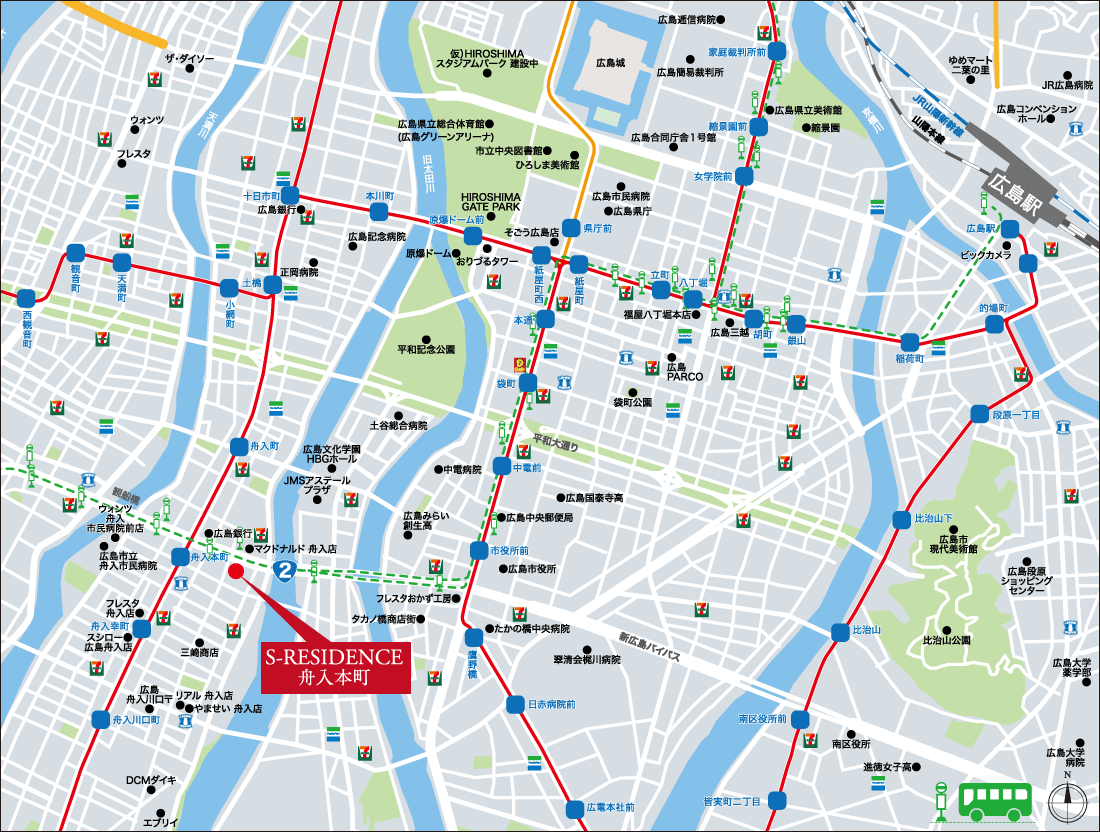 【S-RESIDENCE 舟入本町】周辺地図