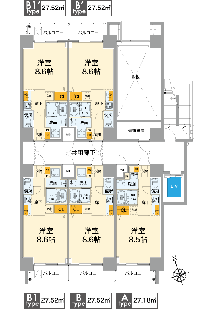 【S-RESIDENCE 河原町平和大通】平面図（2階）