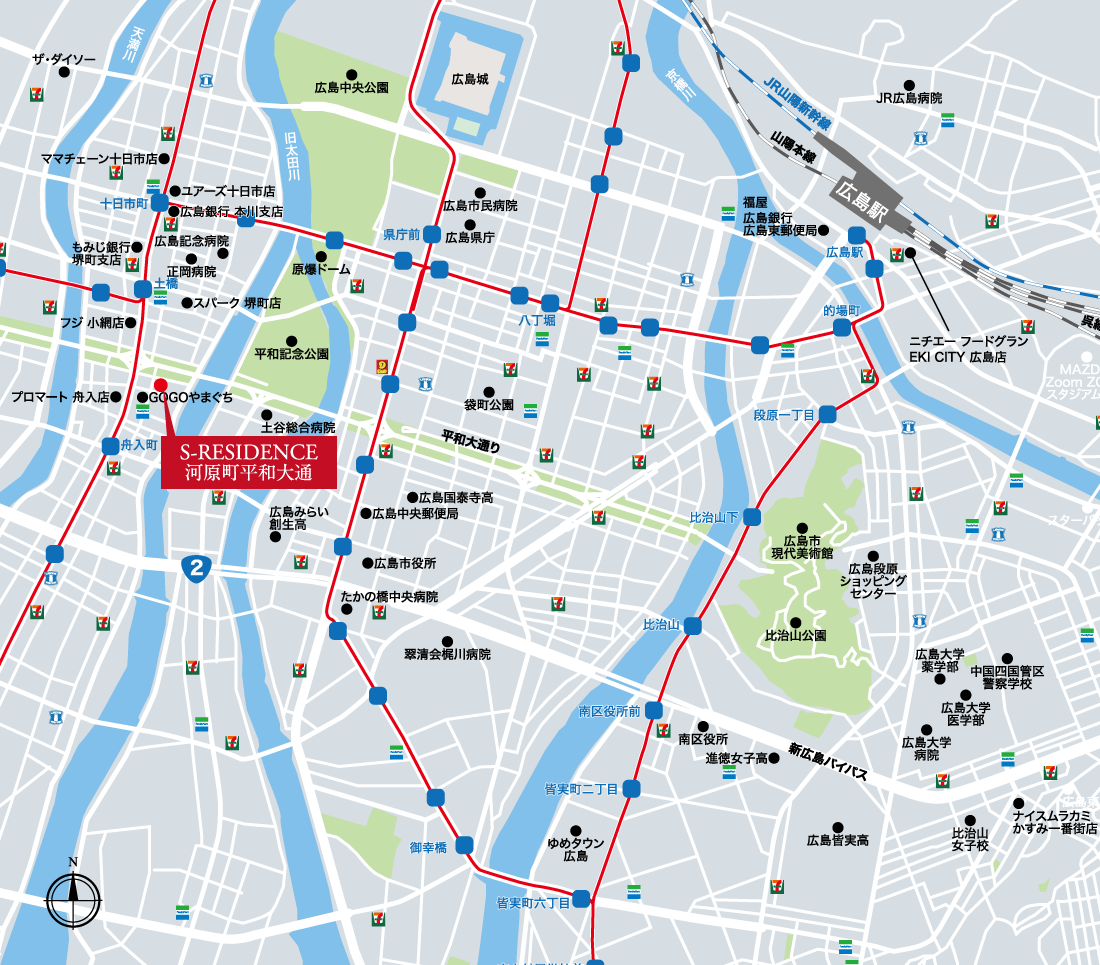 【S-RESIDENCE 河原町平和大通】周辺地図