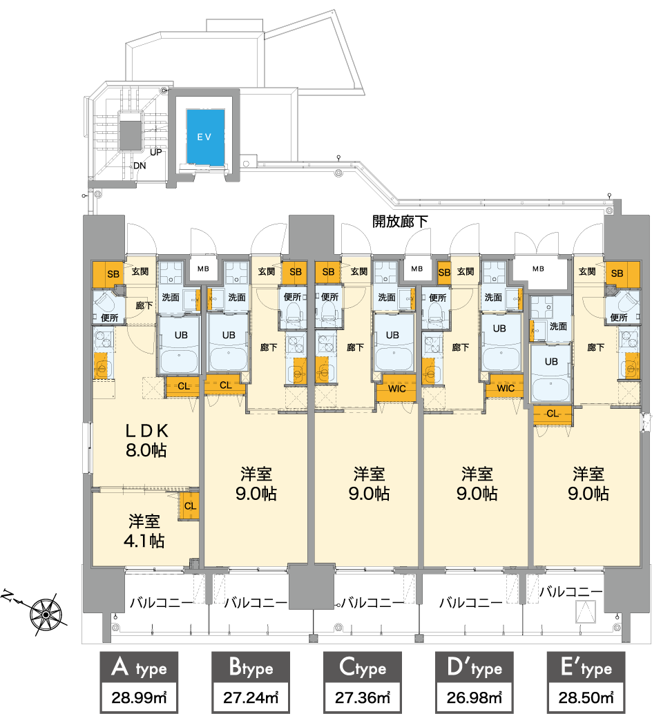 【S-RESIDENCE 広島駅】平面図（2階）