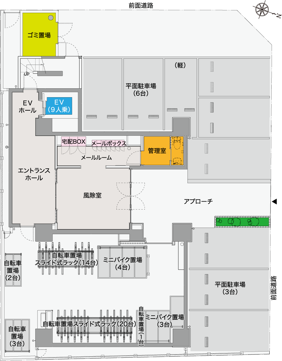 【S-RESIDENCE 広島駅EAST】平面図（1階）