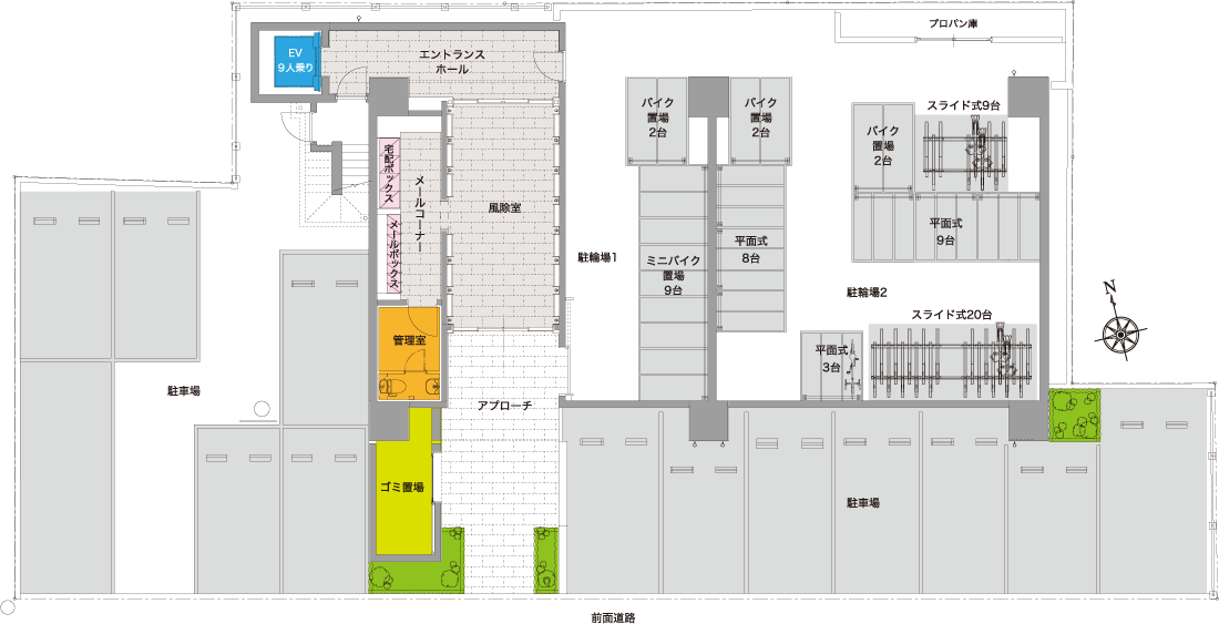 【S-RESIDENCE 本川町afford】平面図（1階）