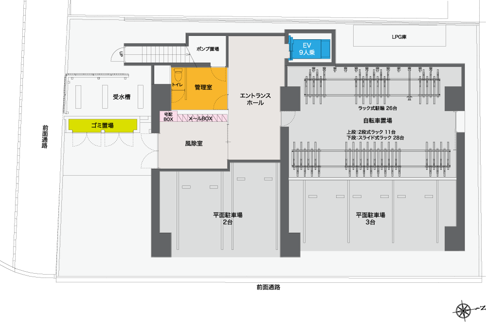 【S-RESIDENCE 中新町avelis】平面図(1階)
