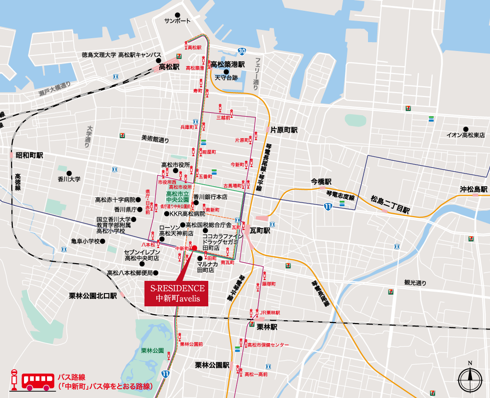 【S-RESIDENCE 中新町avelis】周辺地図