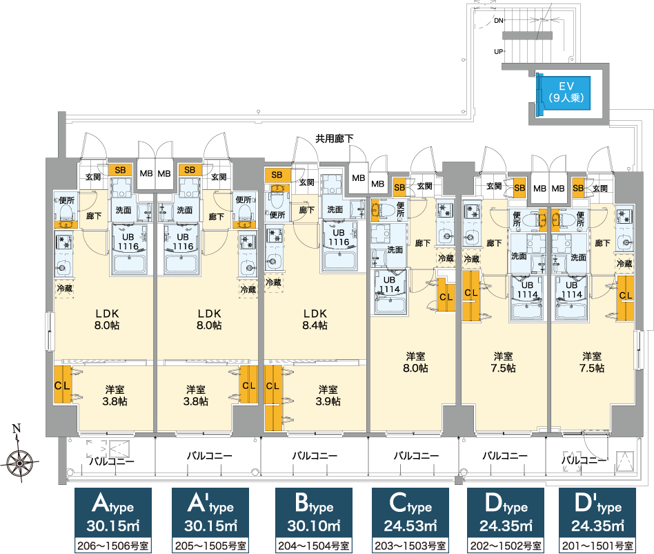 【S-RESIDENCE 表町】平面図（2階）