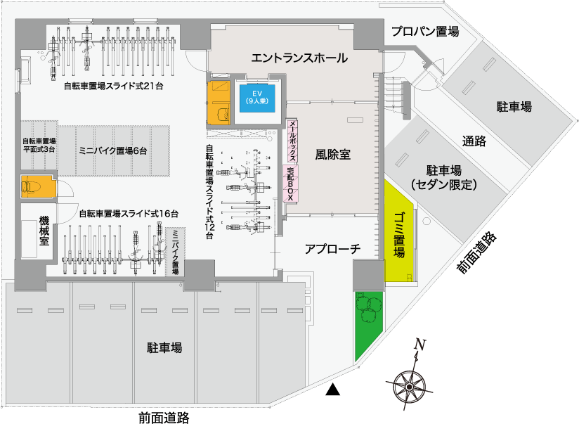 【S-RESIDENCE 天満町】平面図（1階）