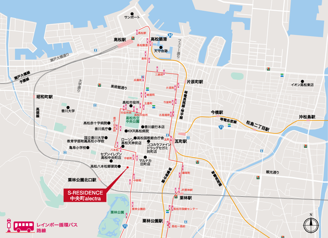 高松の賃貸マンションマップ